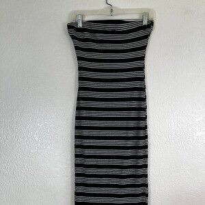 d.n.a. Couture Strapless lined Bodycon Dress Black and white stripes Size Medium